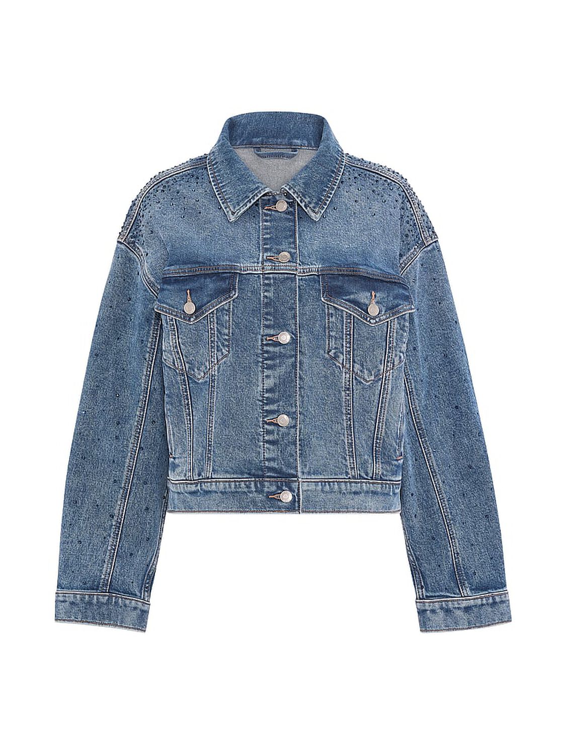 vs Pink Denim by PINK Boyfriend Trucker Jacket Diamant&eacute; Dark Wash 3 of 3 