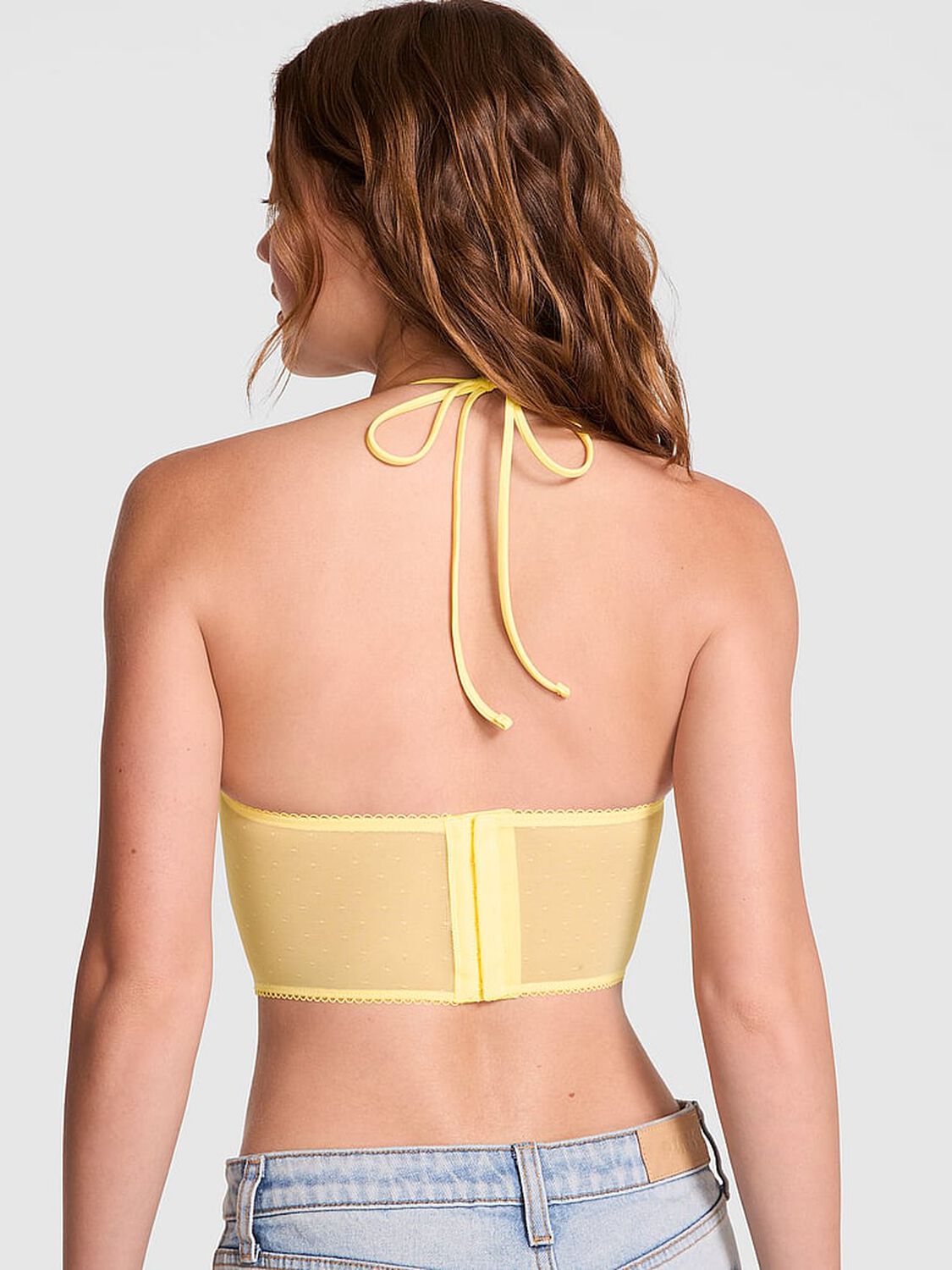 vs Pink Bralettes & Bra Tops Wink Halter Corset Top Mellow Yellow 2 of 3 