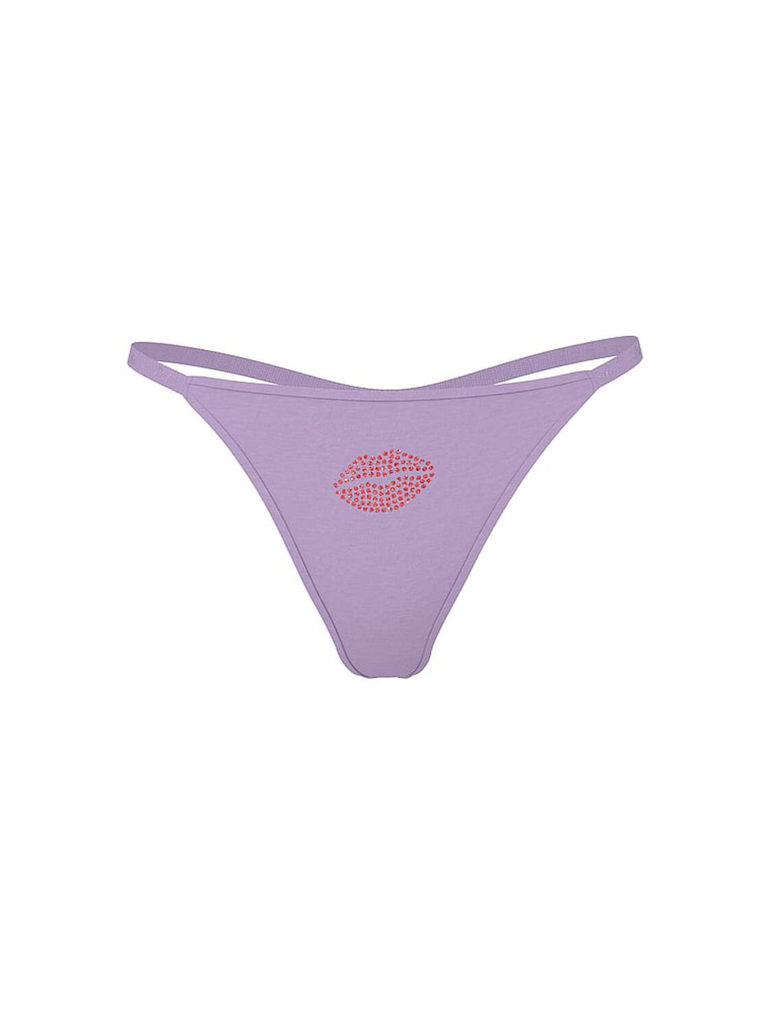 vs Pink Logo Cotton Scoop Thong Panty Aster Lips Diamante Graphic 3 of 3 