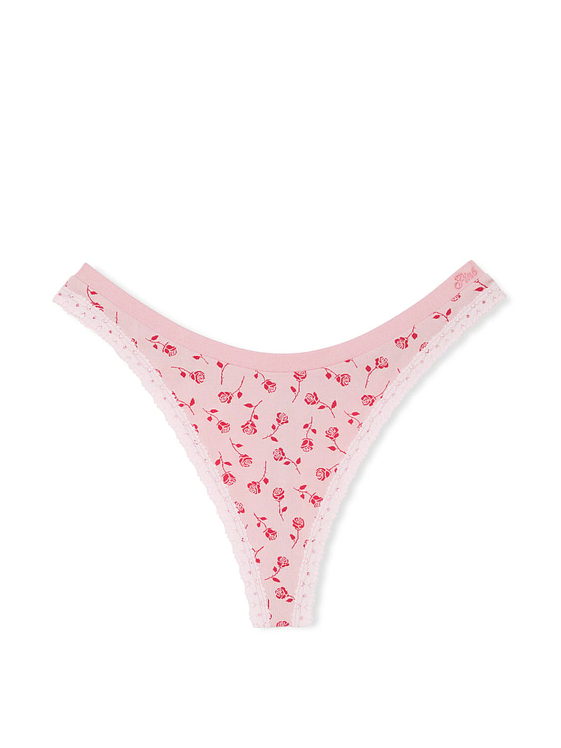vs Pink Seamless High-Leg Thong Panty Pink Tulip Wildrose Print 1 of 3 