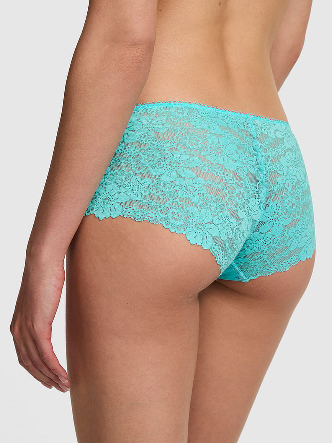 vs Pink No-Show Hiphugger Panty Aqua Chill Heritage Script Print 2 of 3 