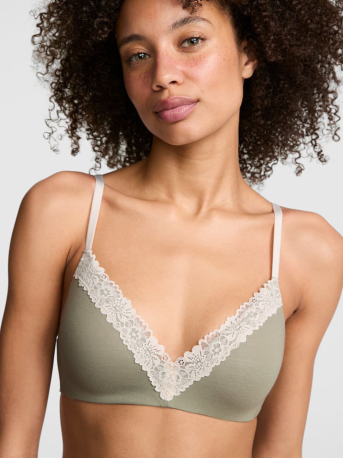 vs Pink Wear Everywhere Wear Everywhere&trade; Lightly Lined Wireless Bra Slate Green 1 of 2 