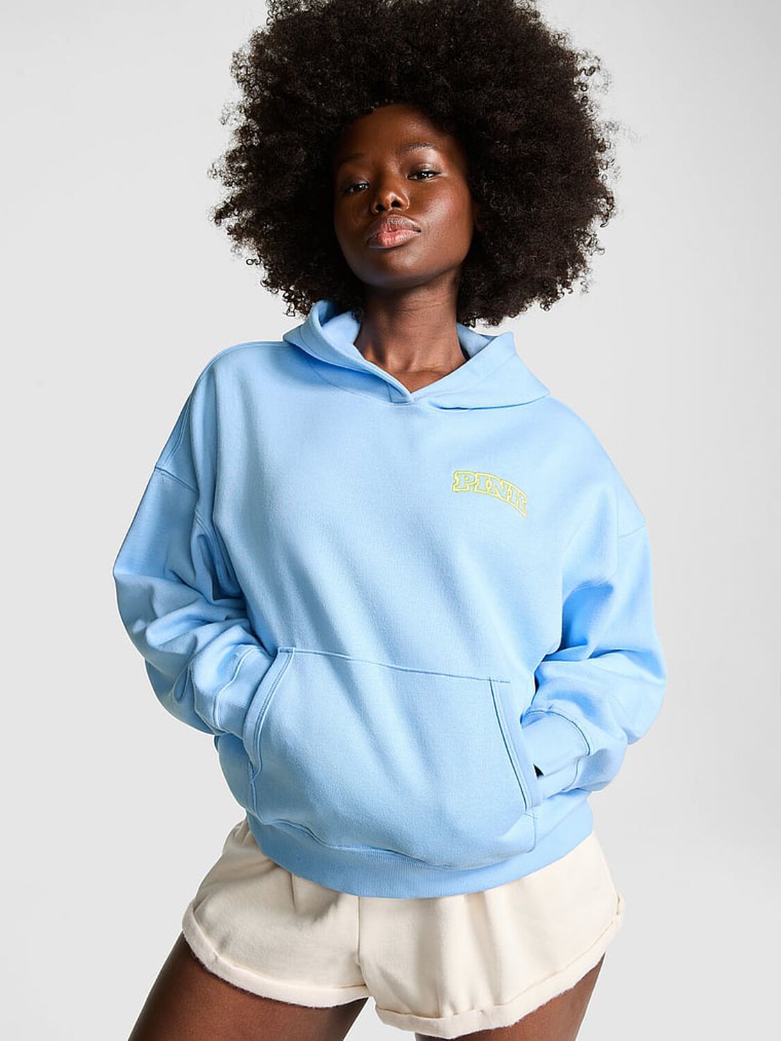 vs Pink Ivy Fleece Campus Hoodie Blue Dancer 1 of 4 