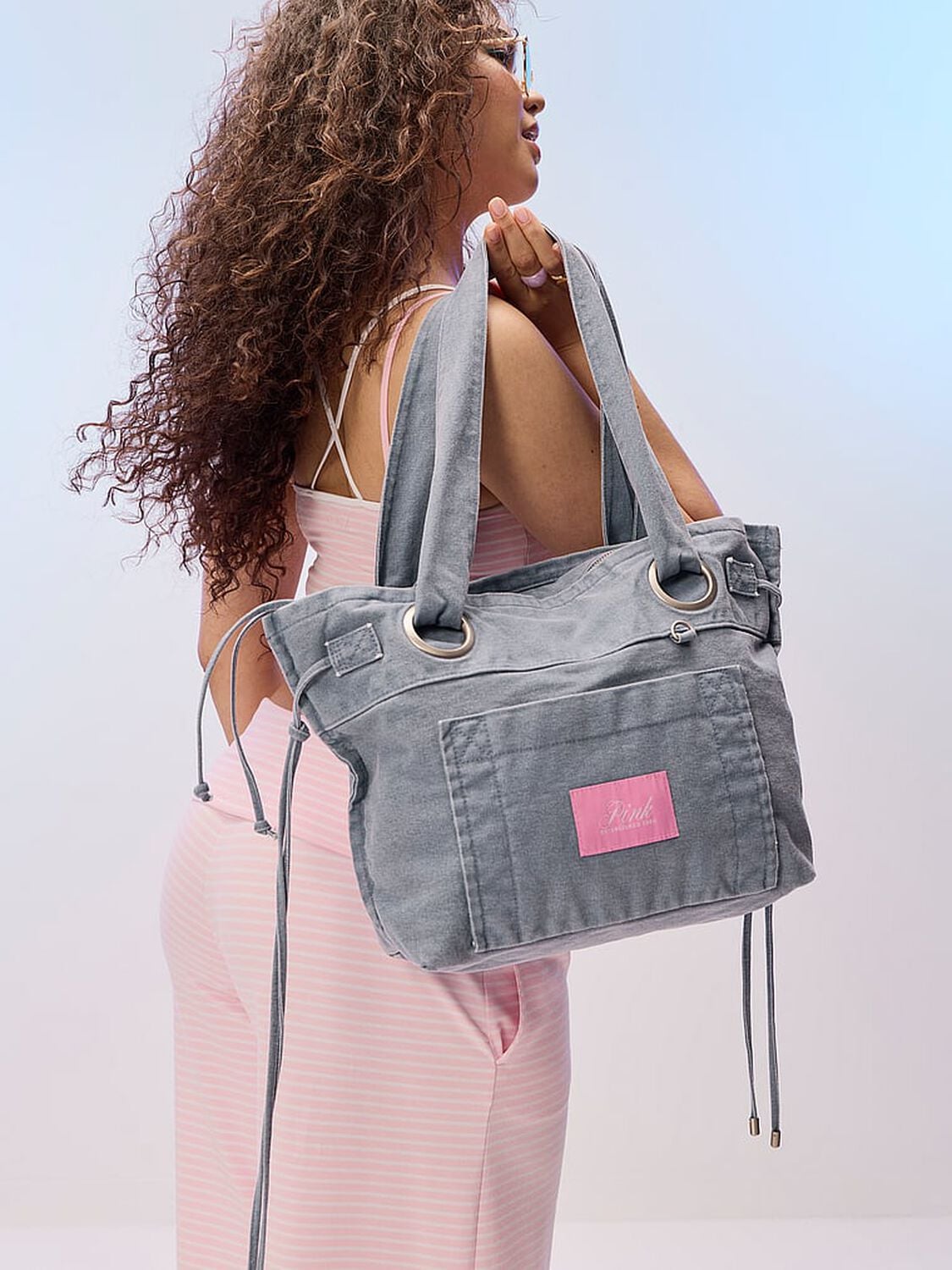 vs Pink Canvas Flat-Bottom Tote Bag Dusty Iris 3 of 3 