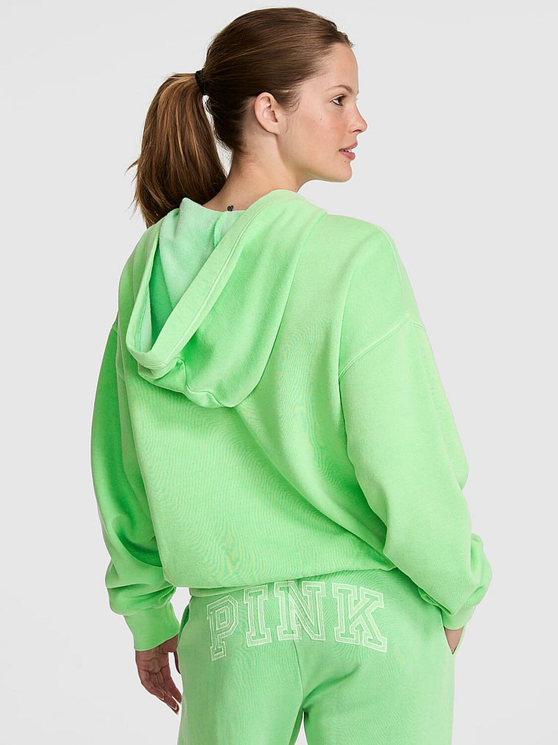 vs Pink Campus Fleece&trade; Full-Zip Hoodie Graphic Green 2 of 4 