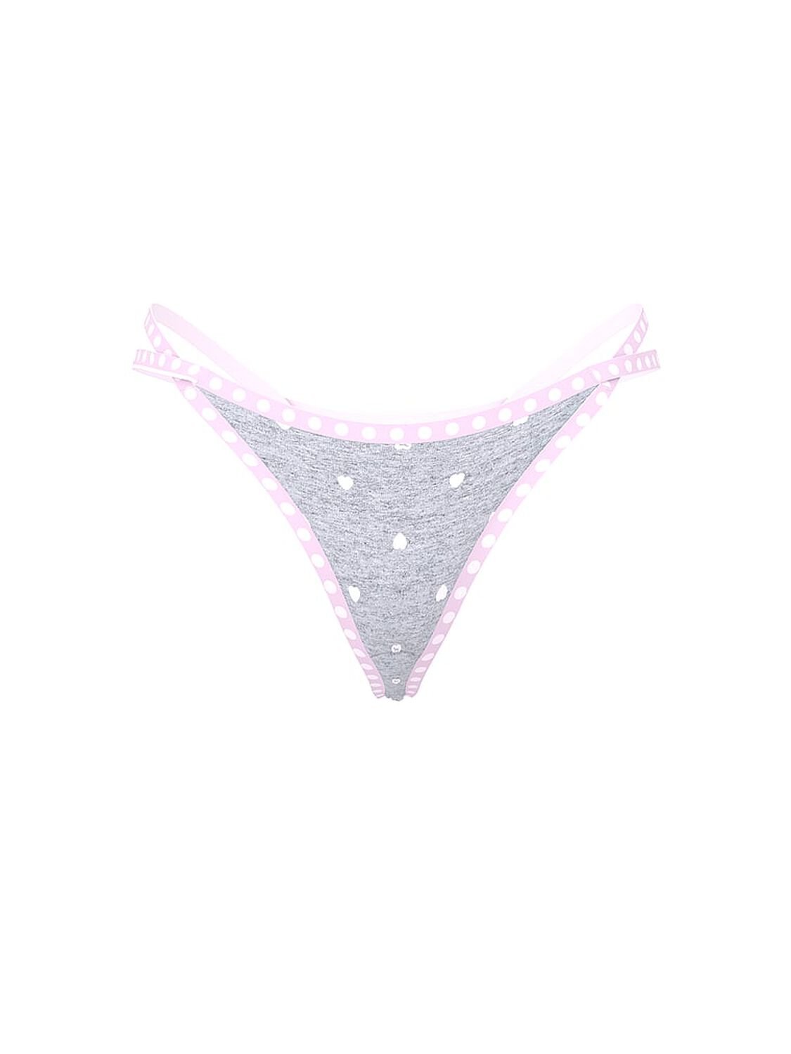 vs Pink Logo Cotton High-Leg Thong Panty Medium Heather Grey Heart Dog Print 3 of 3 