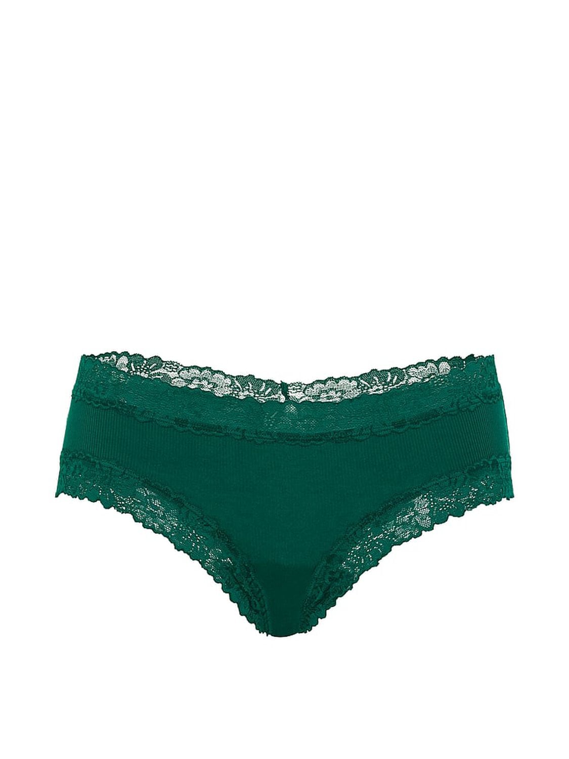 vs Pink Cotton Lace Trim Cheeky Panty Dk Green 3 of 3 