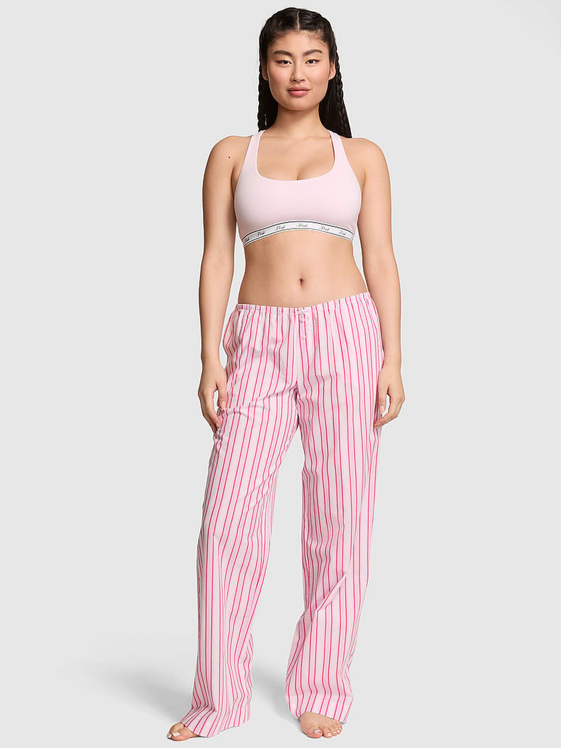 vs Pink Sweet Dreams Pajama Pants Pink Tulip/Magenta Rose Stripes 1 of 4 
