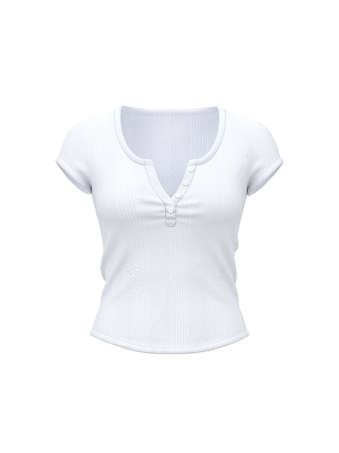 vs Pink Multi Rib Henley Tee Vs White 3 of 3 