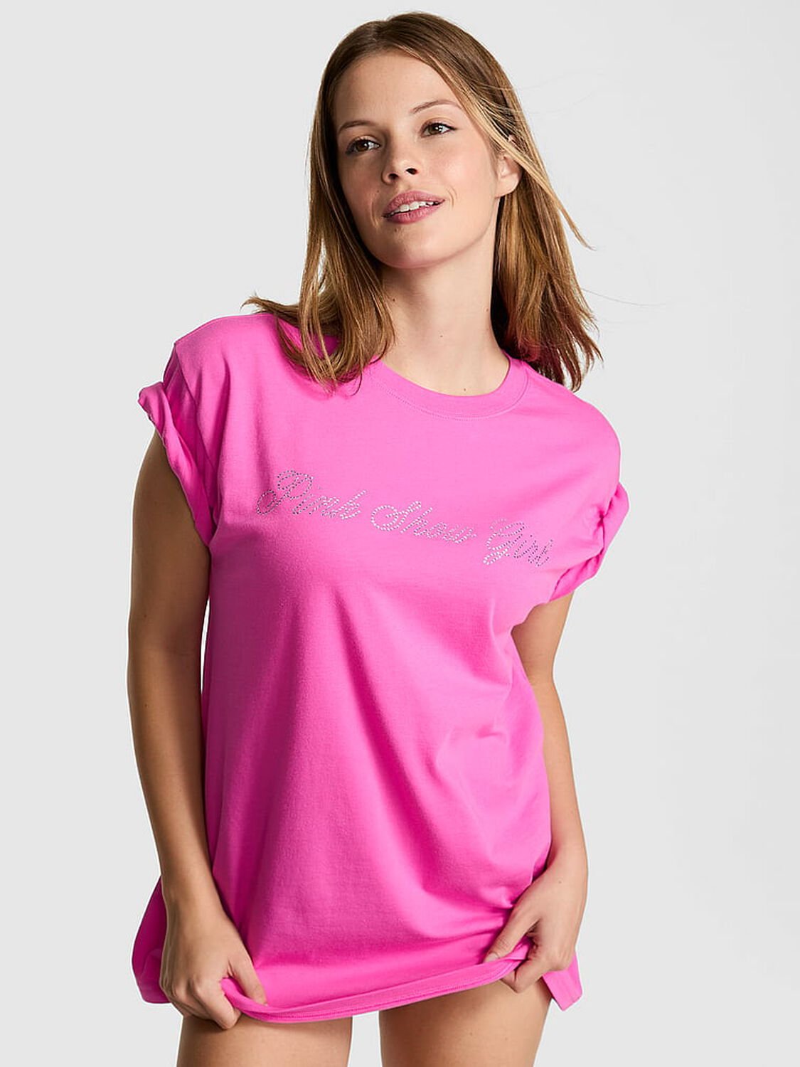 vs Pink Campus Cotton Tee Pink Gossip 1 of 4 
