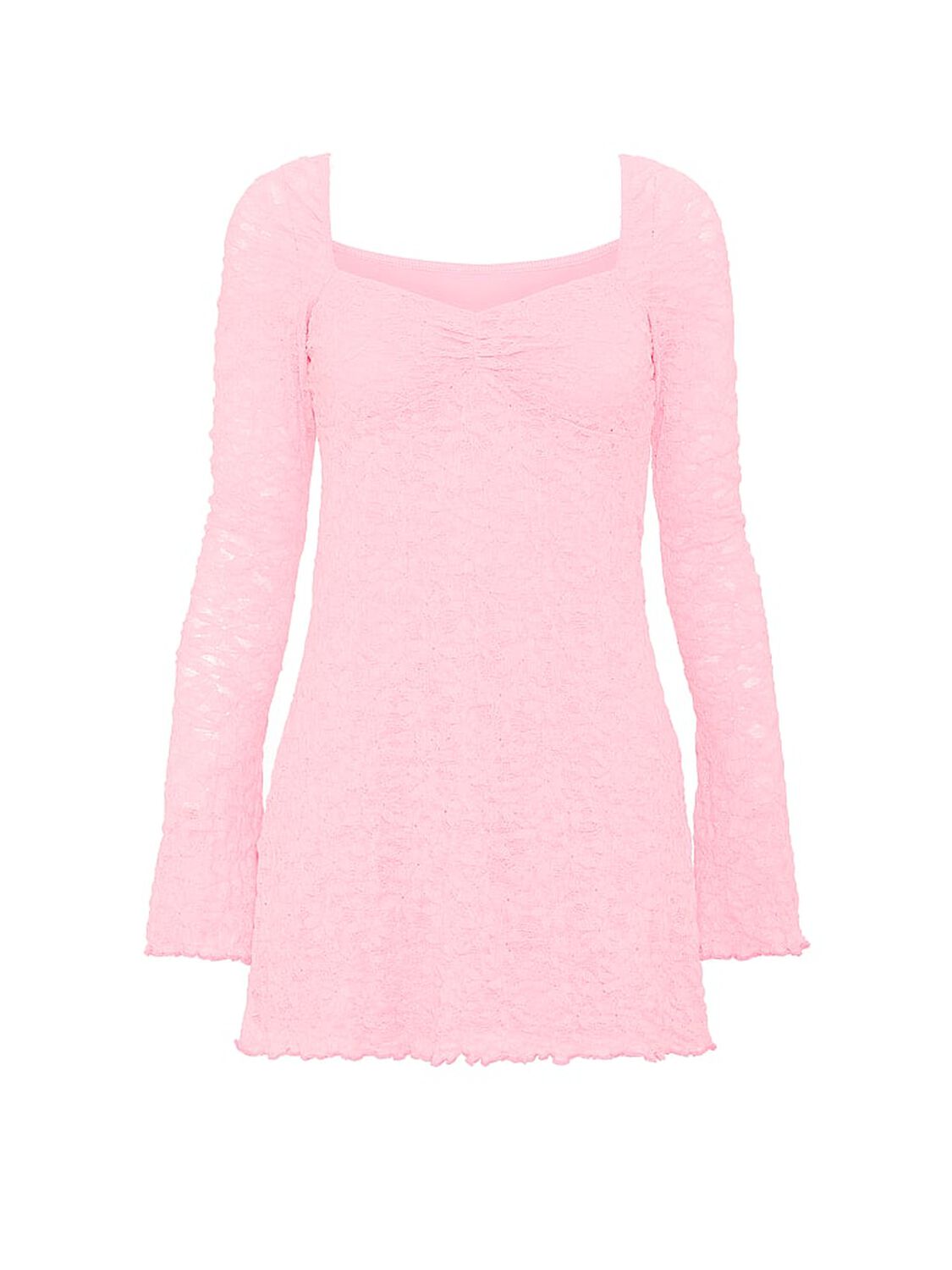 vs Pink Lace Square-Neck Long-Sleeve Mini Dress Victoria Pink 3 of 3 