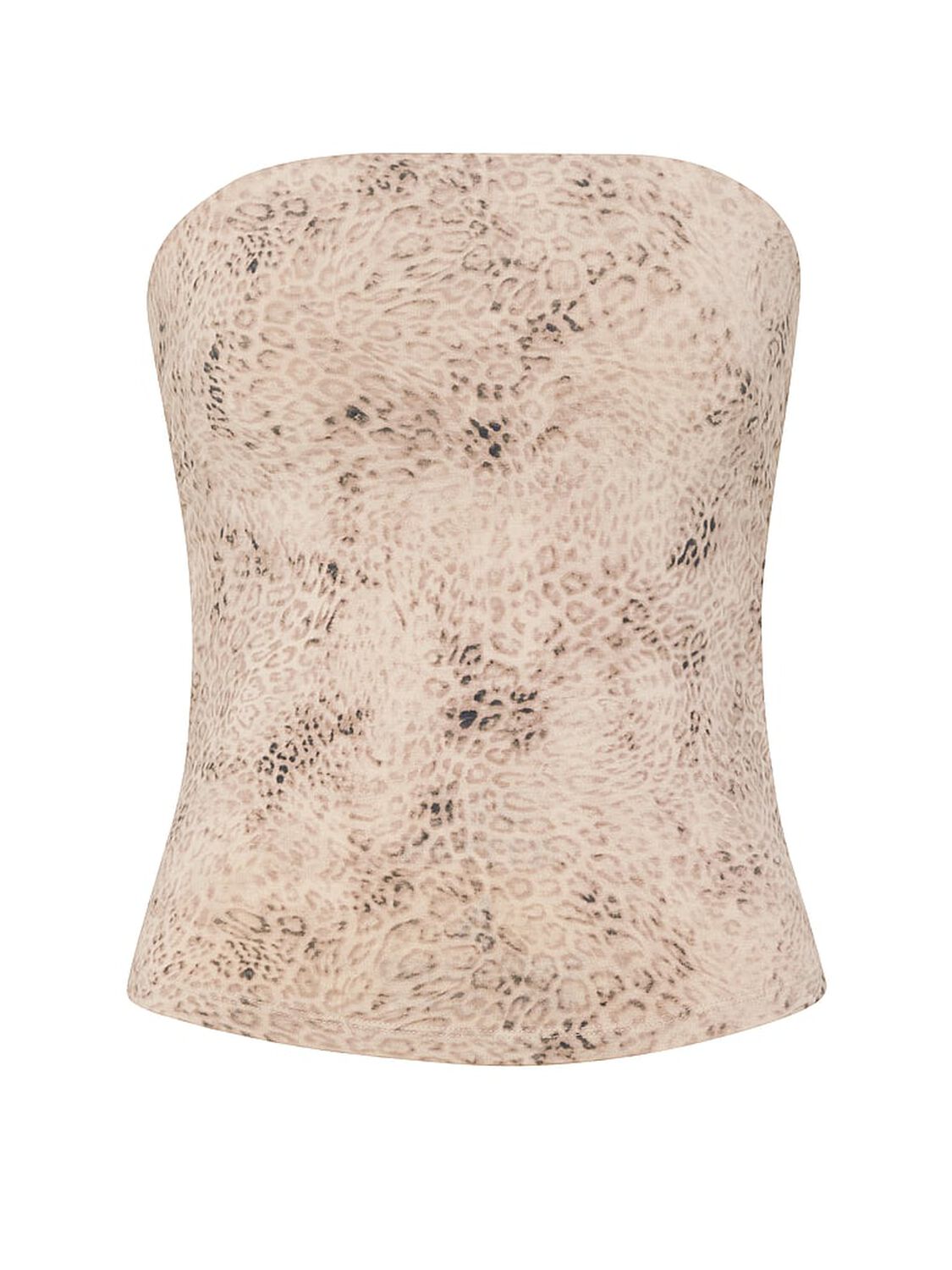 vs Pink All-Day Cotton&trade; Side-Ruched Tube Top Natural Leo Print With Pink Tulip Lace 3 of 3 