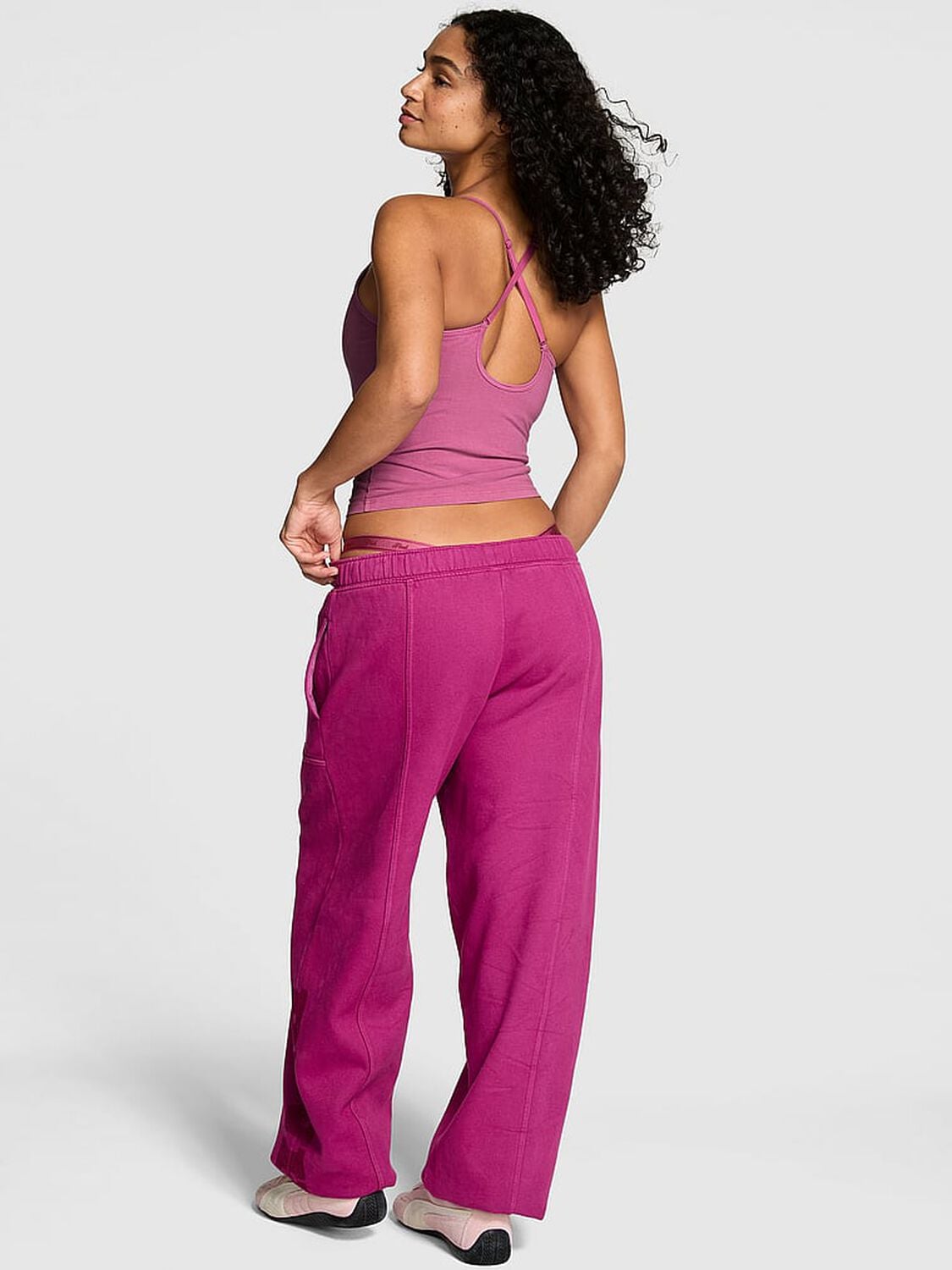 pink Pink Luxe Fleece Baggy Sweatpants Magenta Rose 2 of 2 