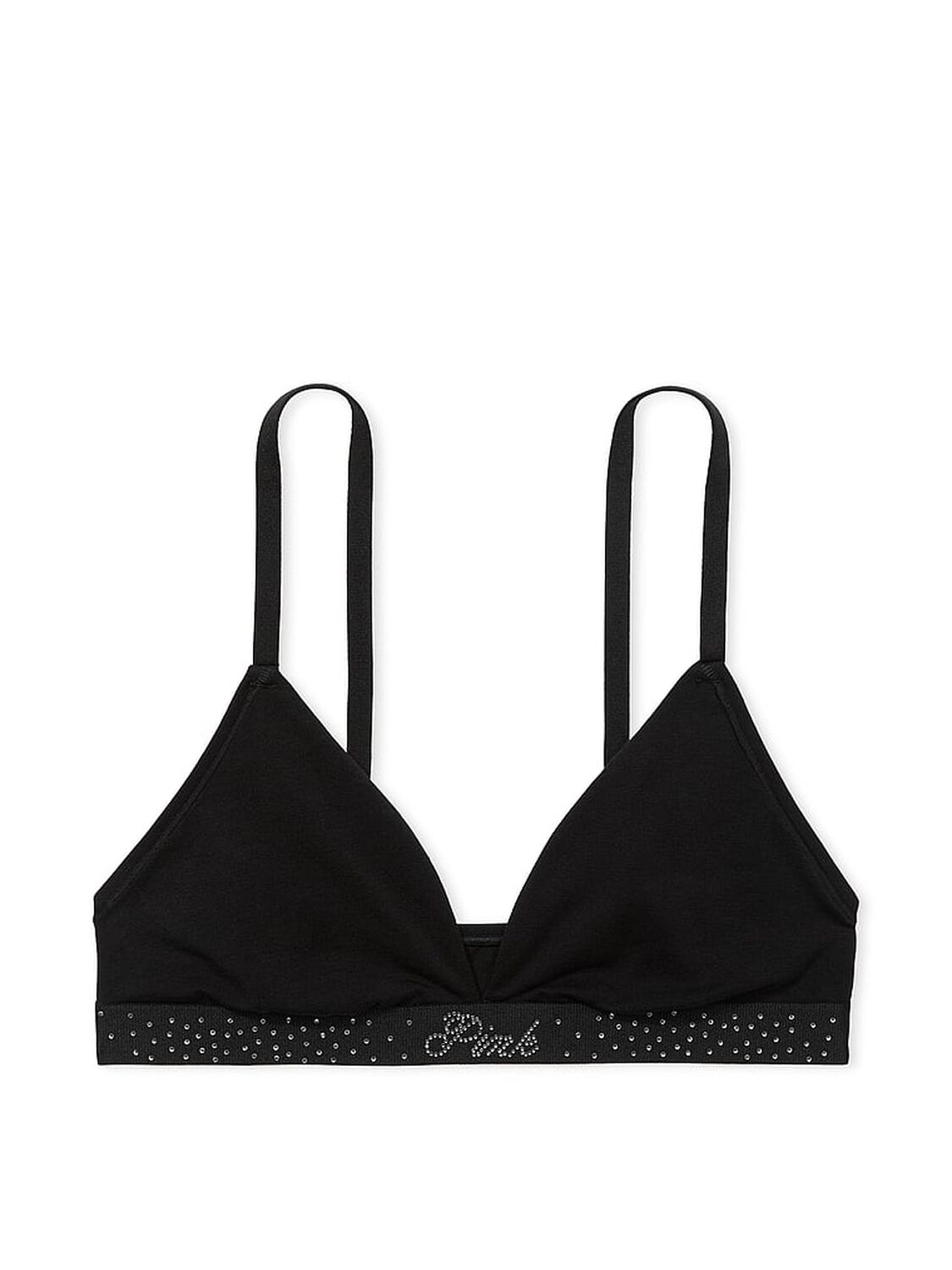 vs Pink Bralettes & Bra Tops Logo Cotton Triangle Bralette Pure Black 3 of 4 