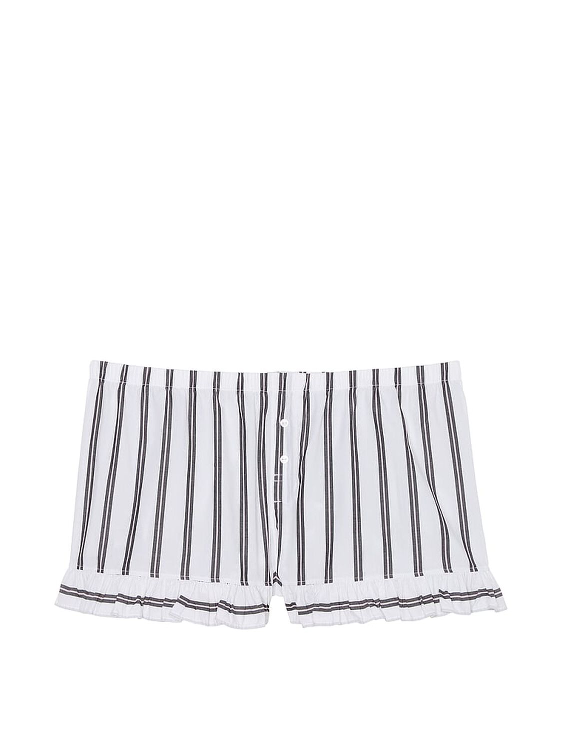 vs Pink Flannel Boxy Ruffled Pajama Shorts White Stripes W/ Ruffles 3 of 4 