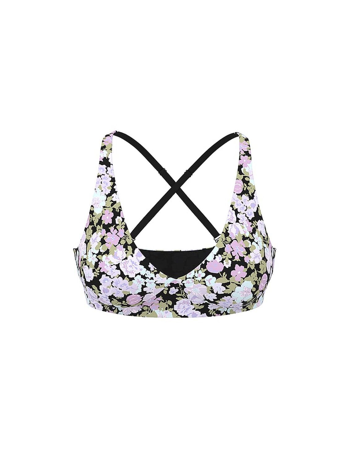 vs Pink PINK Relay&trade; Criss-Cross Plunge Sports Bra Floral Print 3 of 3 
