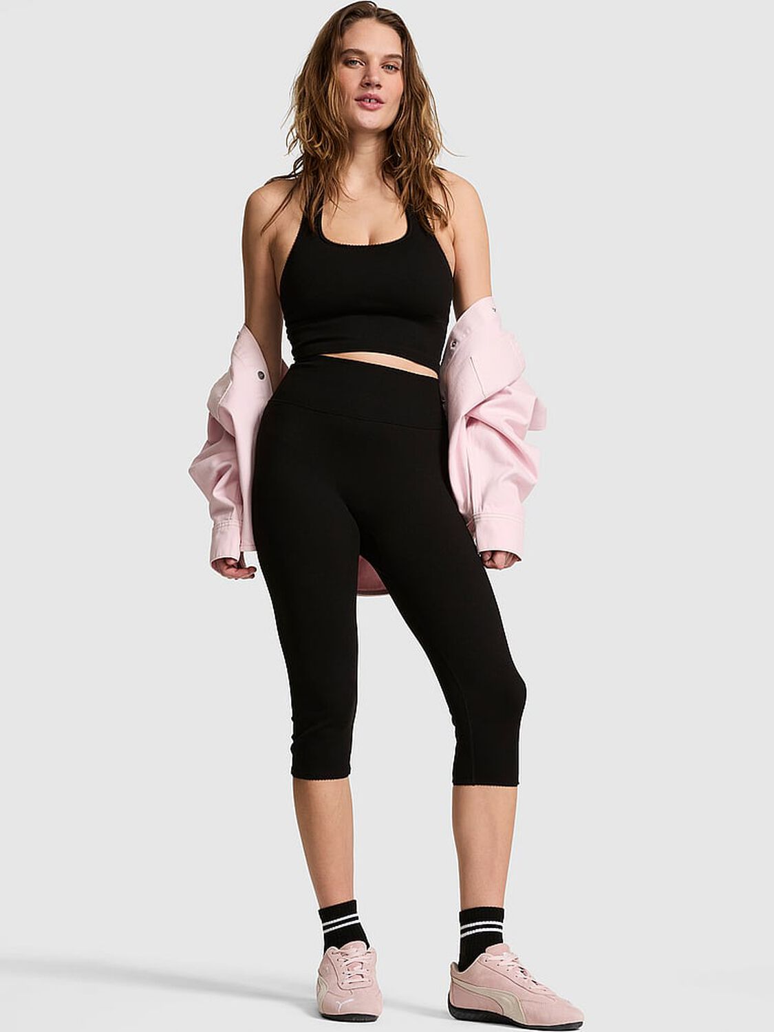 vs Pink AnyWear Capri Leggings Black 1 of 3 