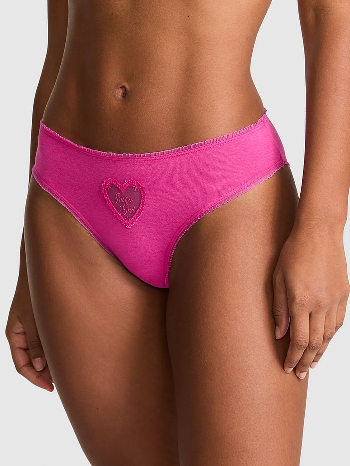 vs Pink Cotton Cheeky Panty Pink Fire Just A Girl Heart Mesh Graphic 1 of 3 