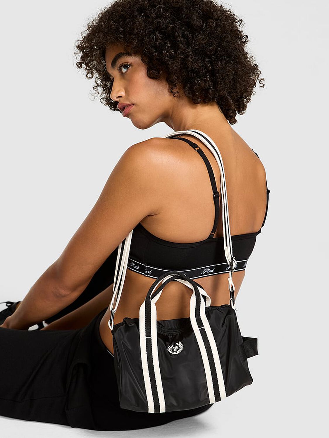 vs Pink Mini Nylon Duffle Bag Black 3 of 3 