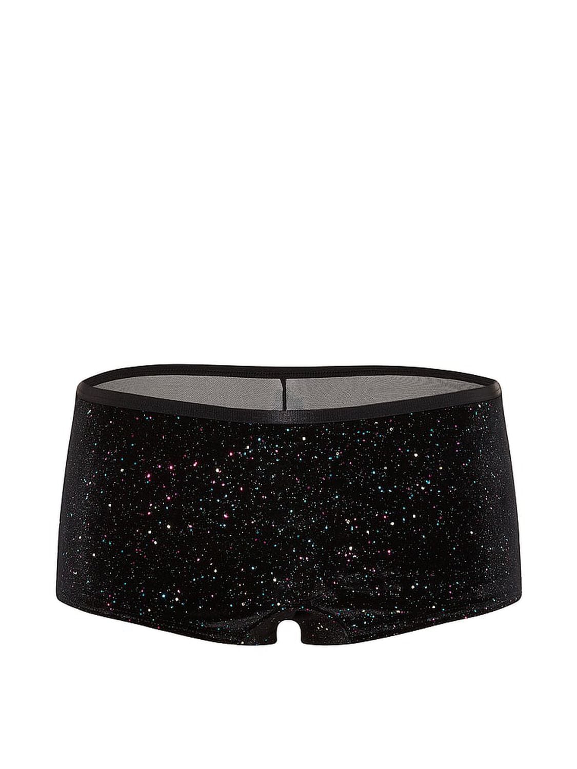 vs Pink Plush Touch Velour Boyshort Panty Black Confetti Velour 3 of 3 