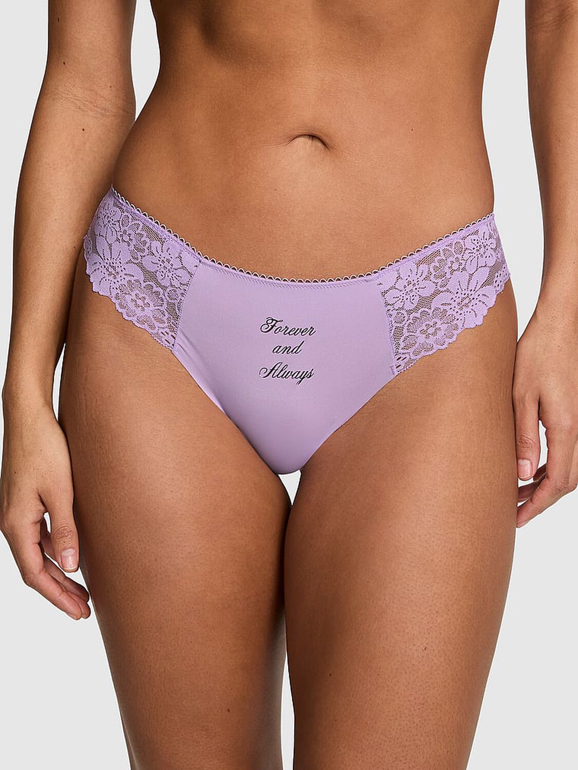 vs Pink No-Show Thong Panty Purple With Foil Graphic 1 of 3 