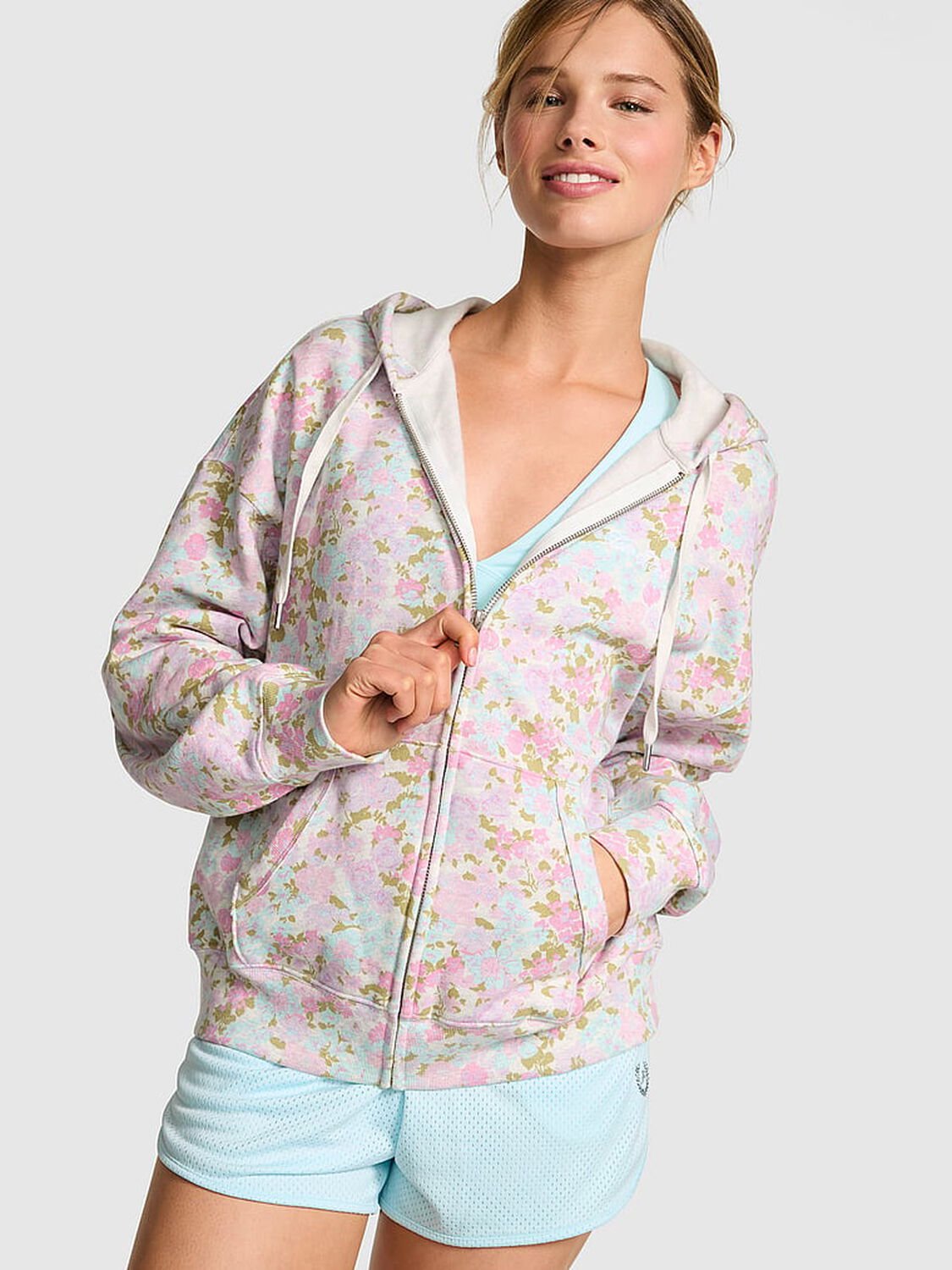 vs Pink Campus Fleece&trade; Full-Zip Hoodie Floral 1 of 4 