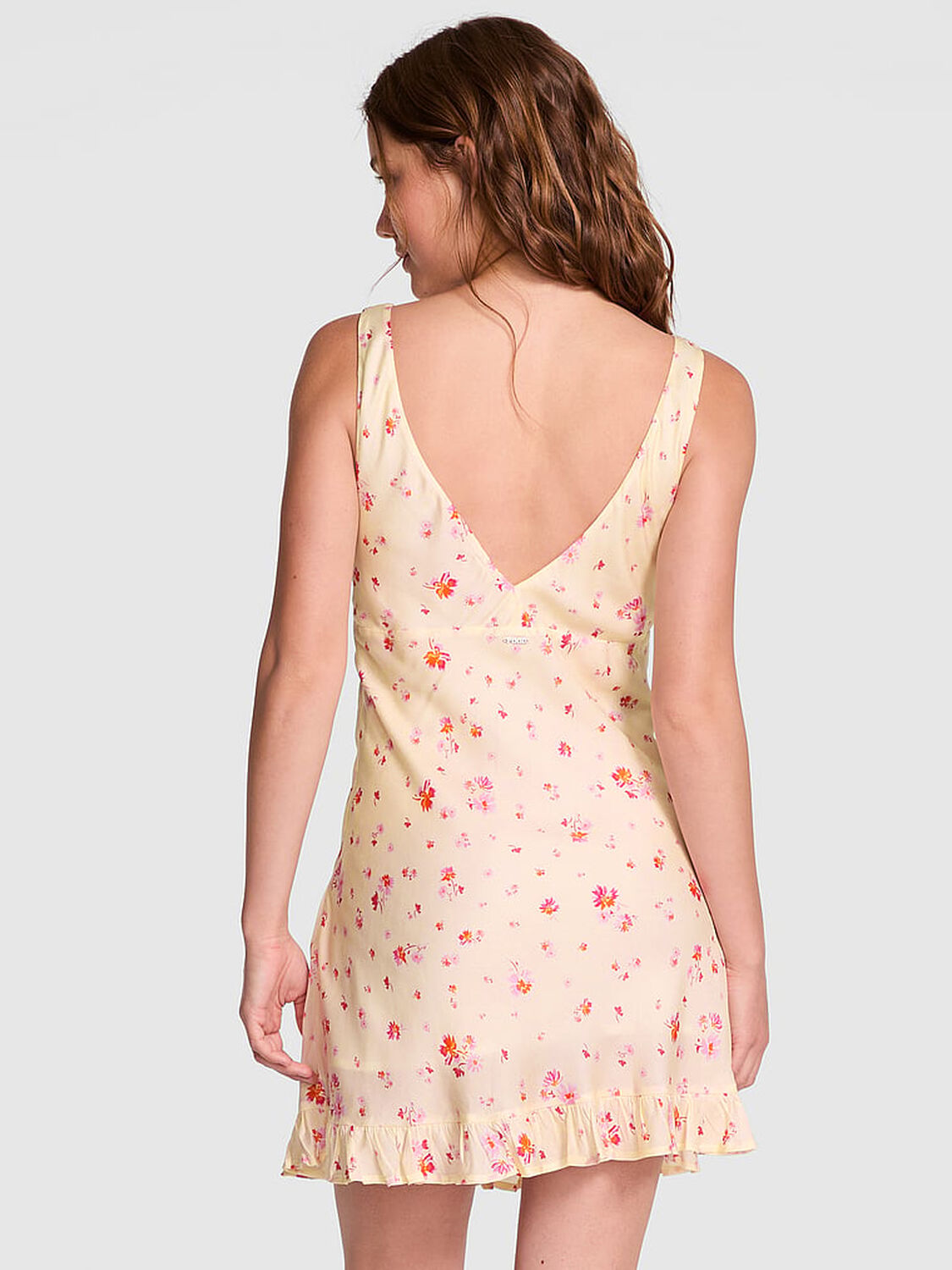 vs Pink Summer Fling Satin Ruffle Dress Pink Floral Print 2 of 3 