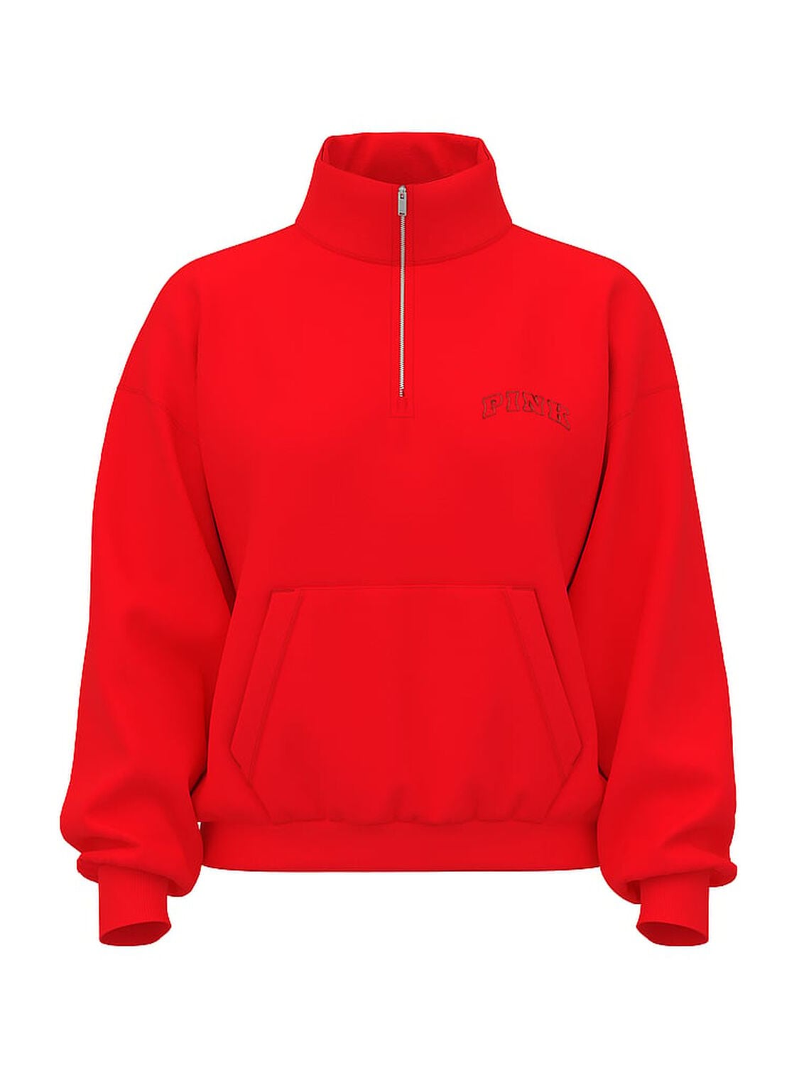 pink Pink Ivy Fleece Quarter-Zip Sweatshirt Heathered Bright Vermillion Woven Shine 1 of 2 