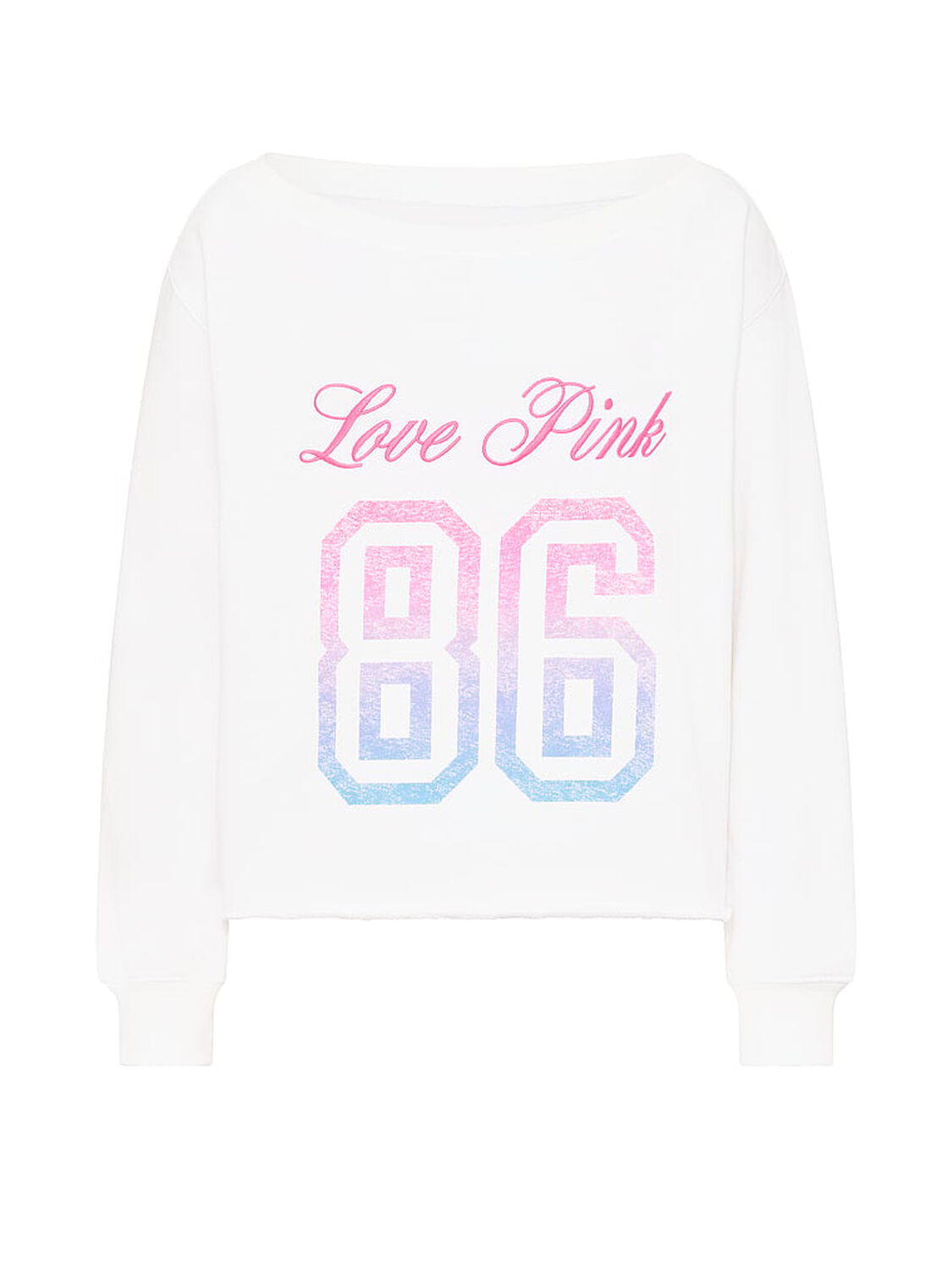 vs Pink Campus Fleece&trade; Rib Off-The-Shoulder Sweatshirt Vs White 3 of 3 