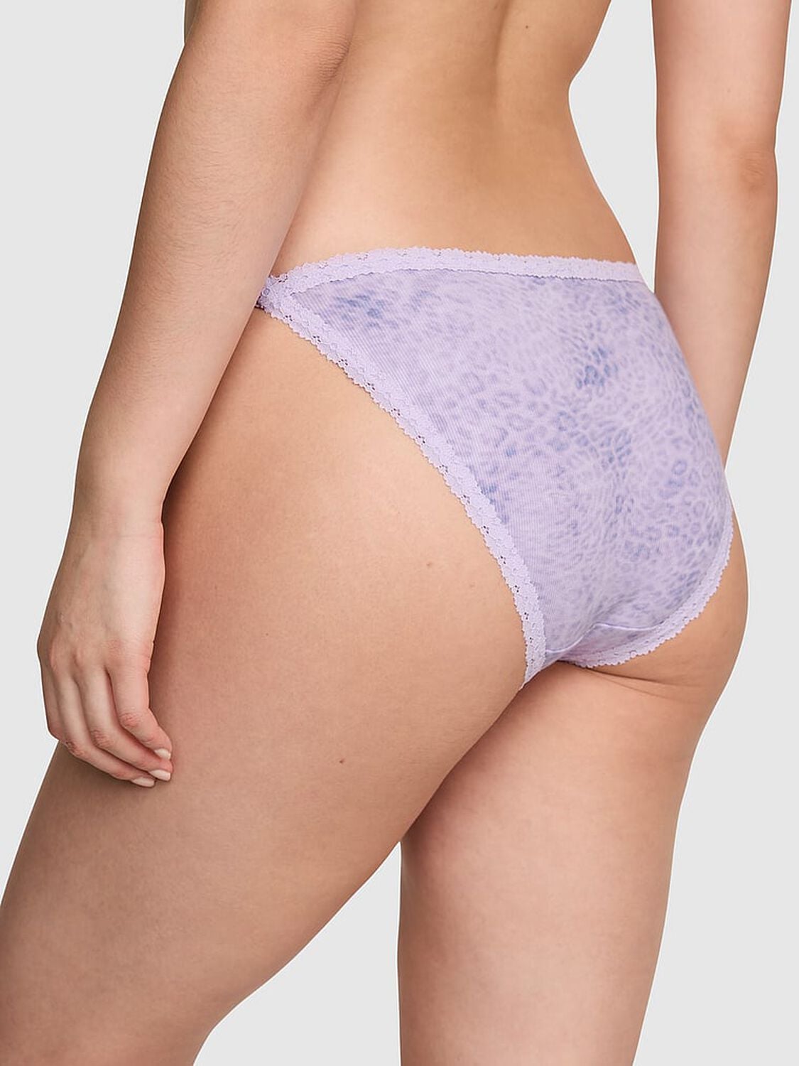 pink Pink PINK Wink&trade; Lace-Trim String Bikini Panty Tinted Lilac Leopard Print 2 of 2 
