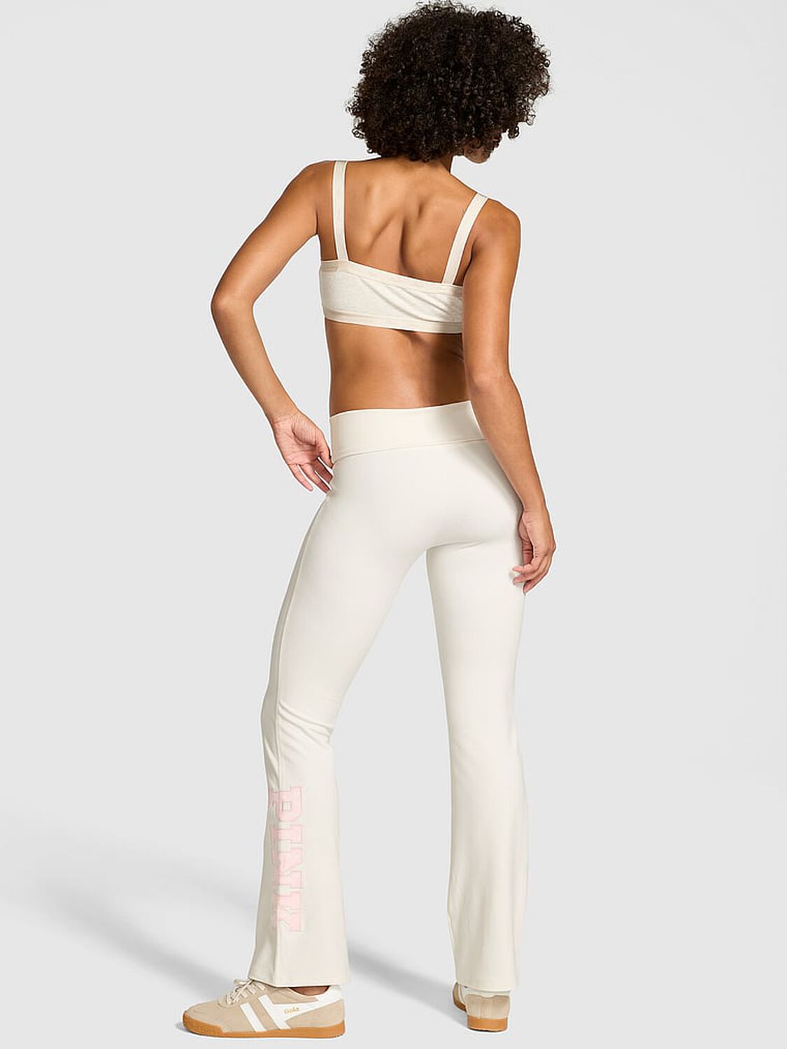vs Pink Soft Modal Foldover Kick-Flare Leggings Winter White Soft Modal 2 of 2 