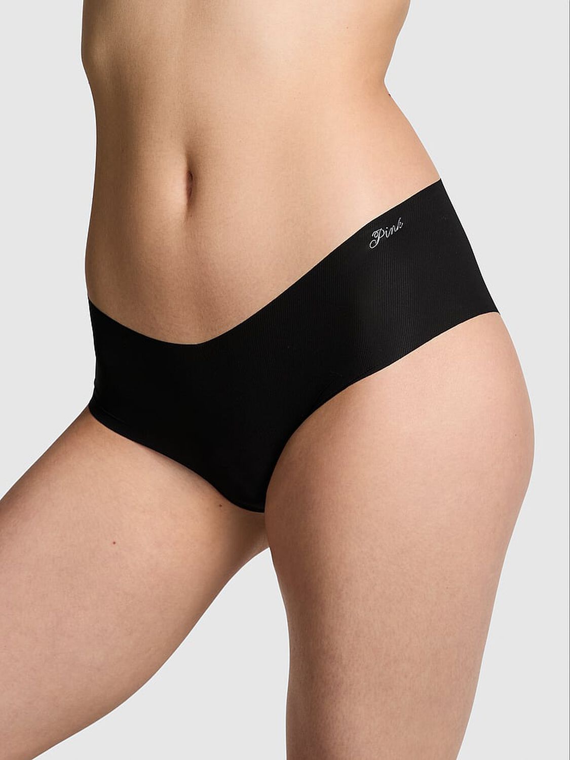 vs Pink No-Show Cheeky Panty Pure Black 1 of 3 