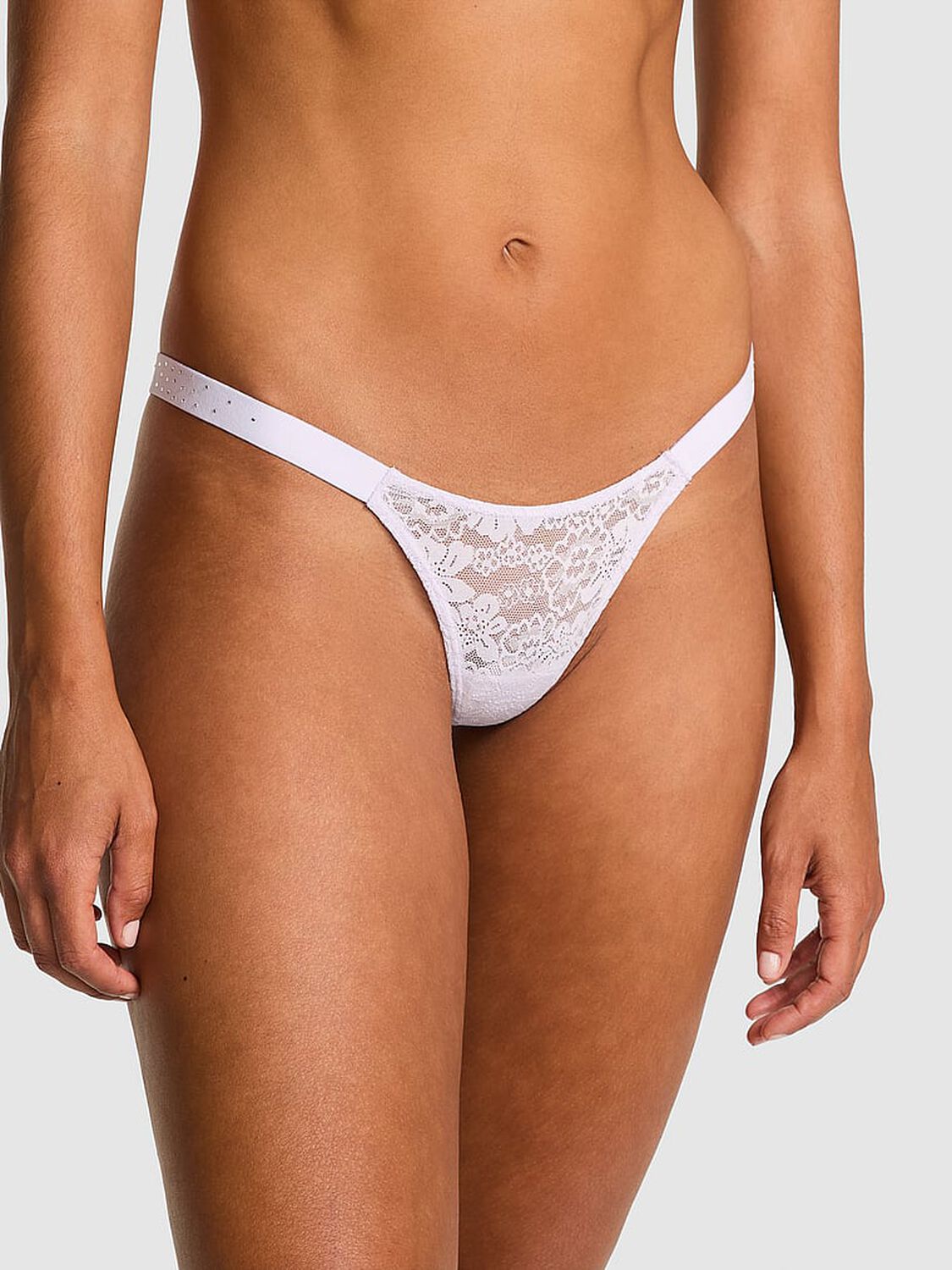 vs Pink Wink Bling Lace Micro Thong Panty Purple Whisper 1 of 3 