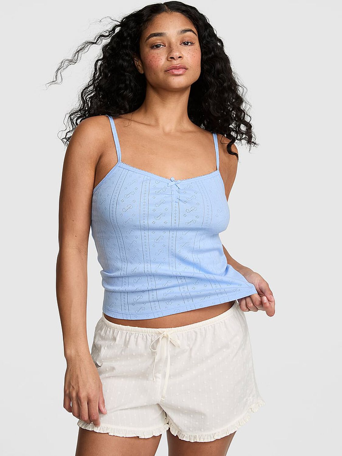 vs Pink Pointelle Sweetheart Cami Blue 1 of 3 