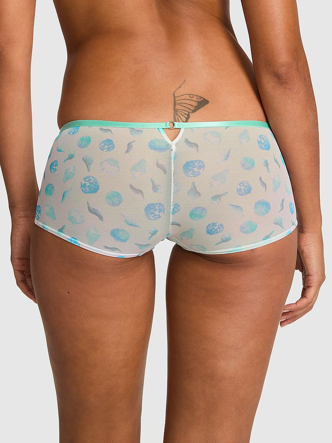 pink Pink Mesh Boyshort Panty Frosted Iris Seashell Print 2 of 2 