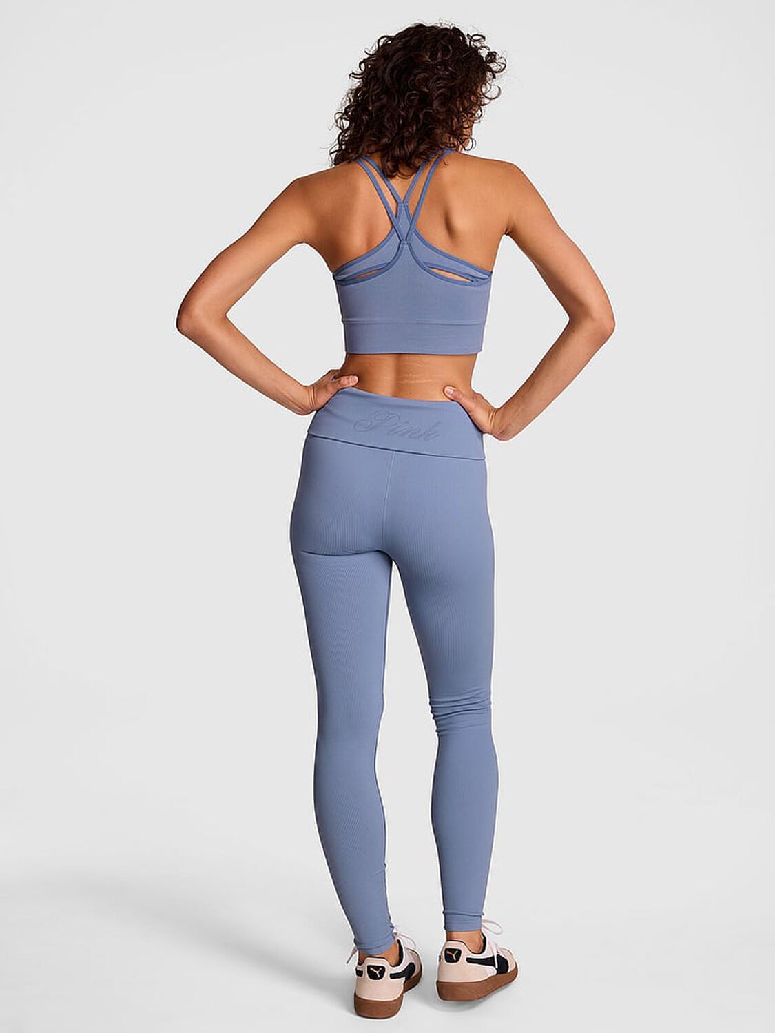 vs Pink Soft Seamless Foldover Leggings Logo Dusty Iris Wash 2 of 4 