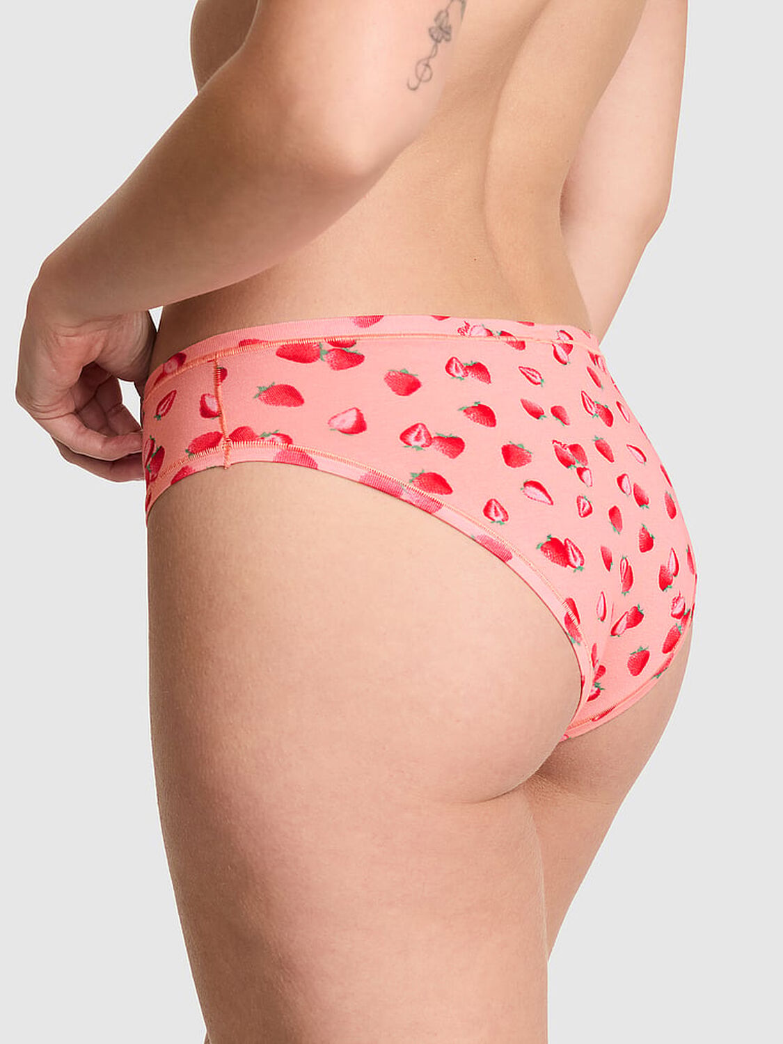 vs Pink Cotton Cheeky Panty Peach Tree Strawberry Print 2 of 3 