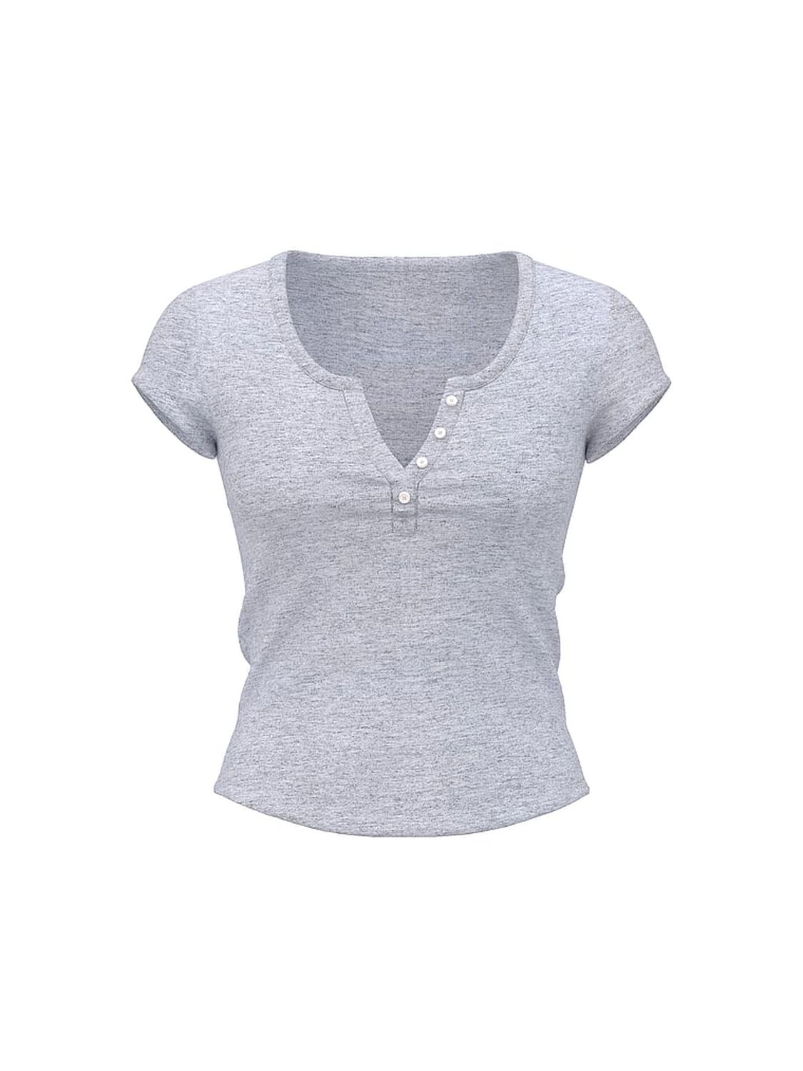 vs Pink Multi Rib Henley Tee Vs Medium Heather Grey 3 of 3 
