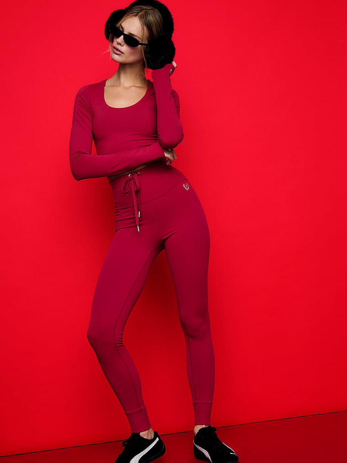 pink Pink Relay Fitted Jogger Leggings Red Lacquer 3 of 3 