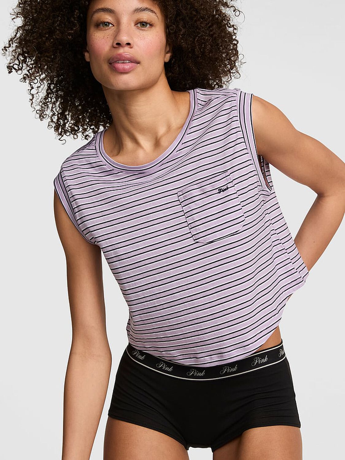 pink Pink Light as Air Jersey Tank Top Antique Violet Stripes 1 of 3 