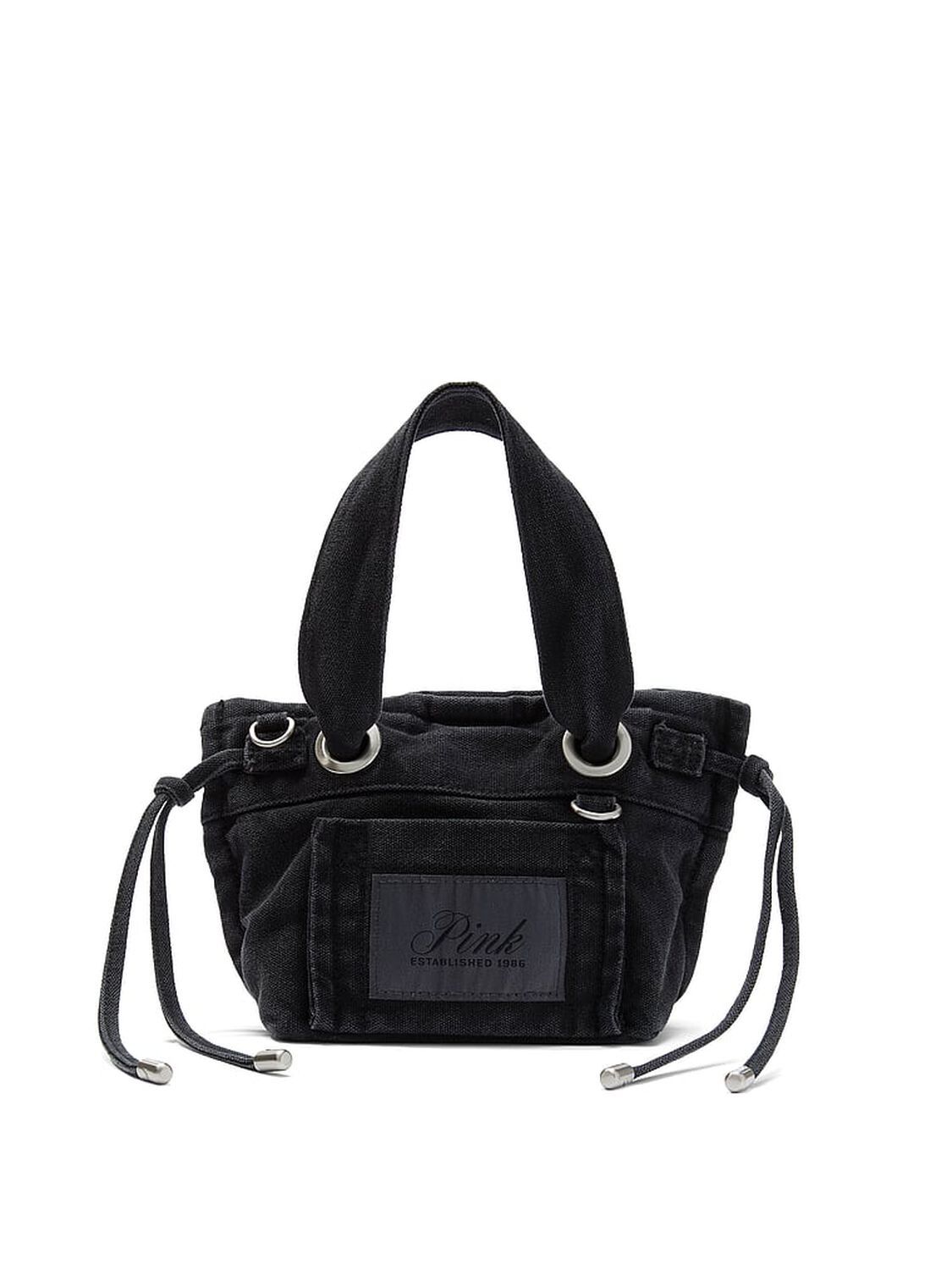 vs Pink Canvas Flat-Bottom Mini Tote Bag Black 1 of 3 