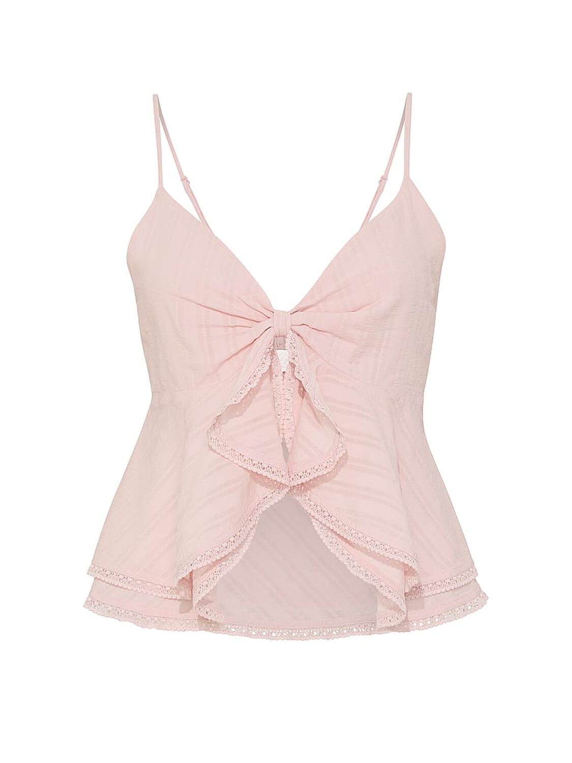vs Pink High-Low Lace-Trim Ruffle Cami Dollhouse 3 of 3 