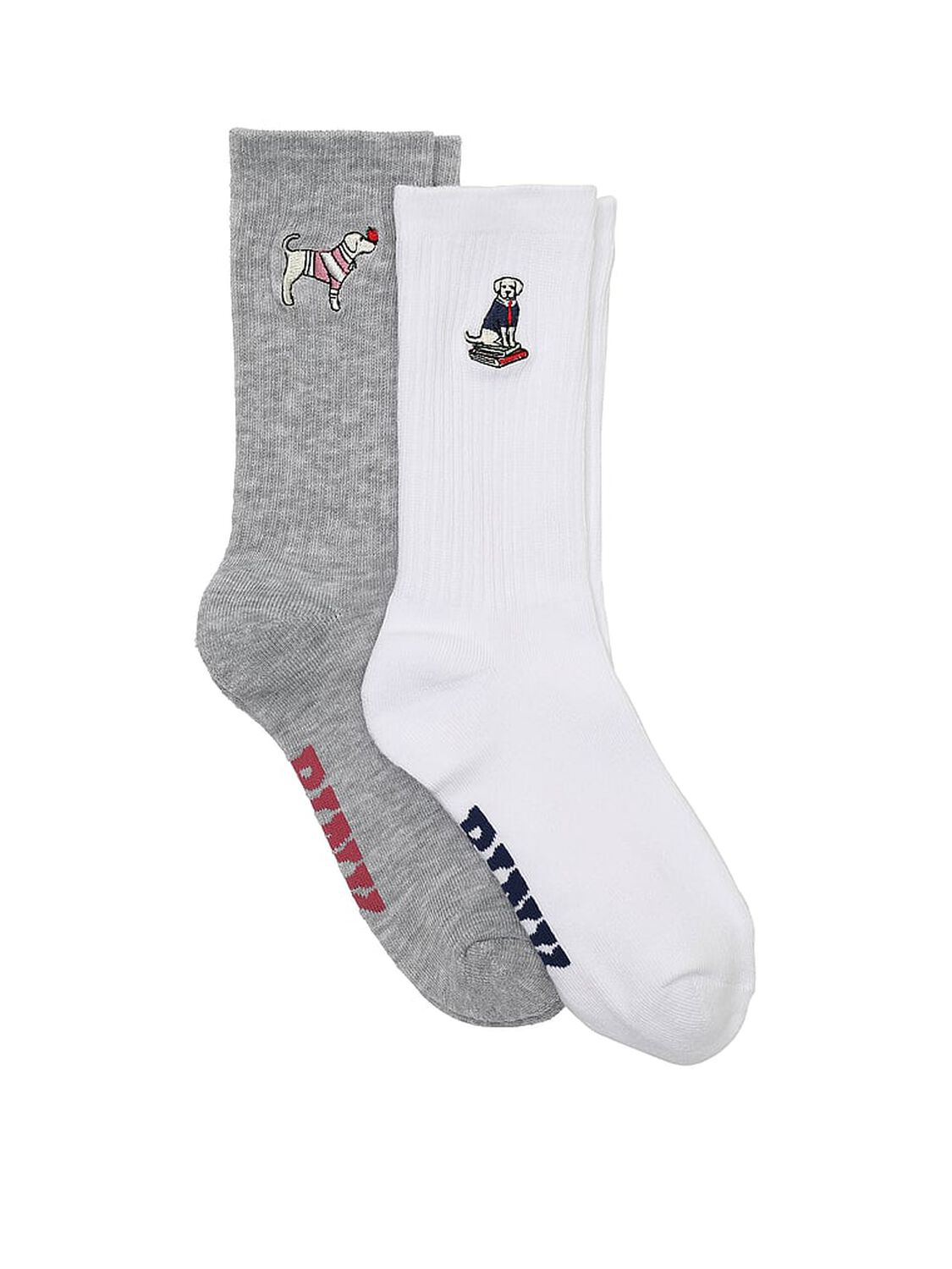 vs Pink 2-Pack Crew Socks Optic White/Heather Grey Dog Pack 1 of 1 