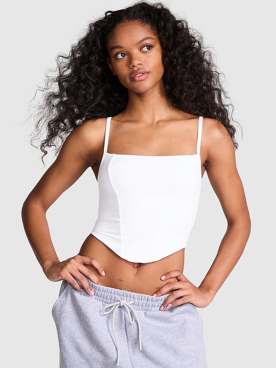 vs Pink Bralettes & Bra Tops Base Stretch Corset Top White 1 of 4 