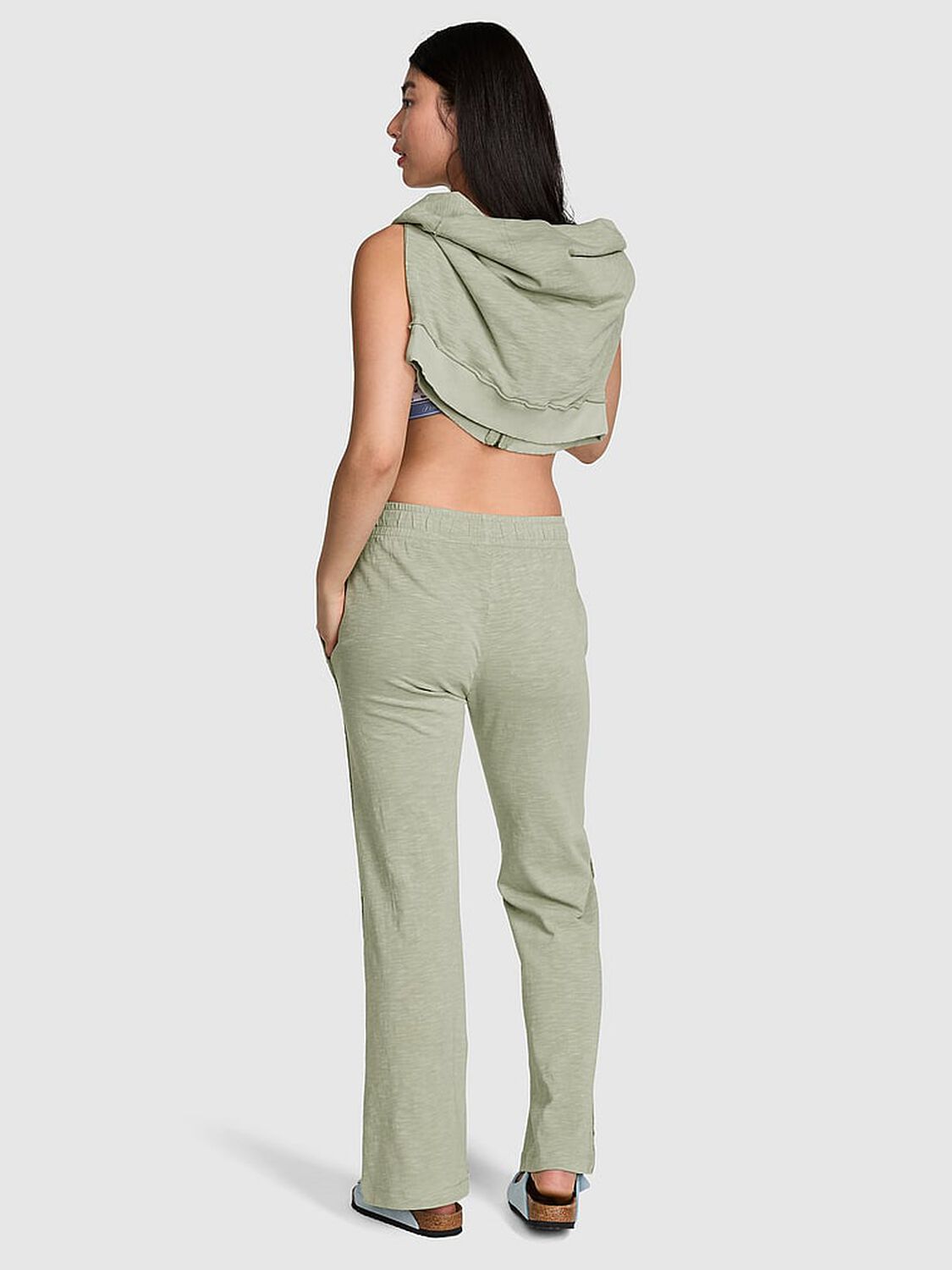 vs Pink Lightweight Lounge Flare Pants Green Garden 2 of 2 
