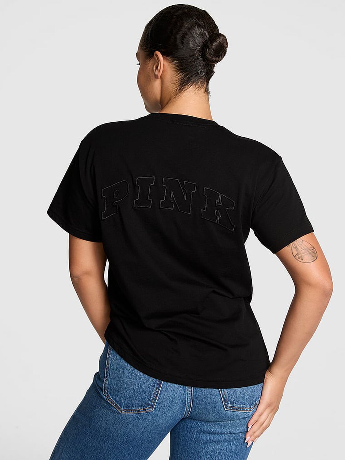 vs Pink Campus Cotton Tee Pure Black 2 of 2 