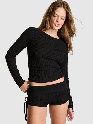 Waffle Knit Foldover Shorts