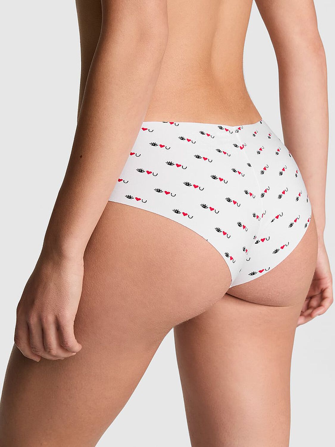 vs Pink No-Show Cheeky Panty White Eye Heart You Print 2 of 2 