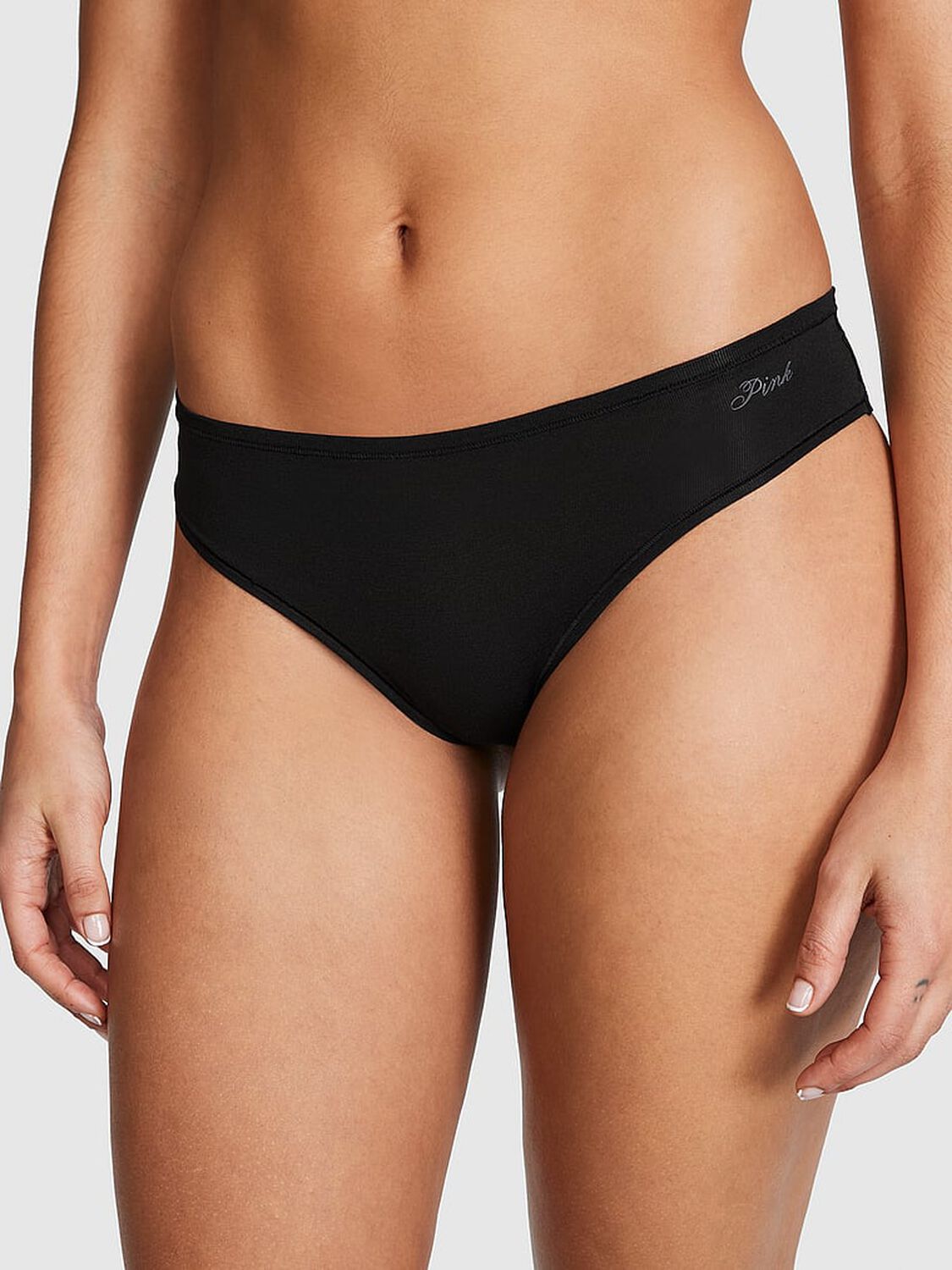 vs Pink Cotton Cheeky Panty Pure Black 1 of 3 