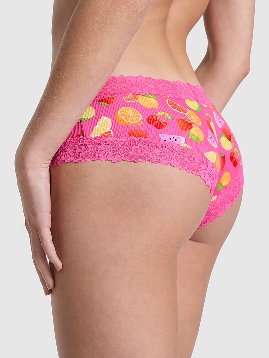 vs Pink Wink Lace-Trim Cheeky Panty Carmine Rose Fruit Salad 2 of 2 